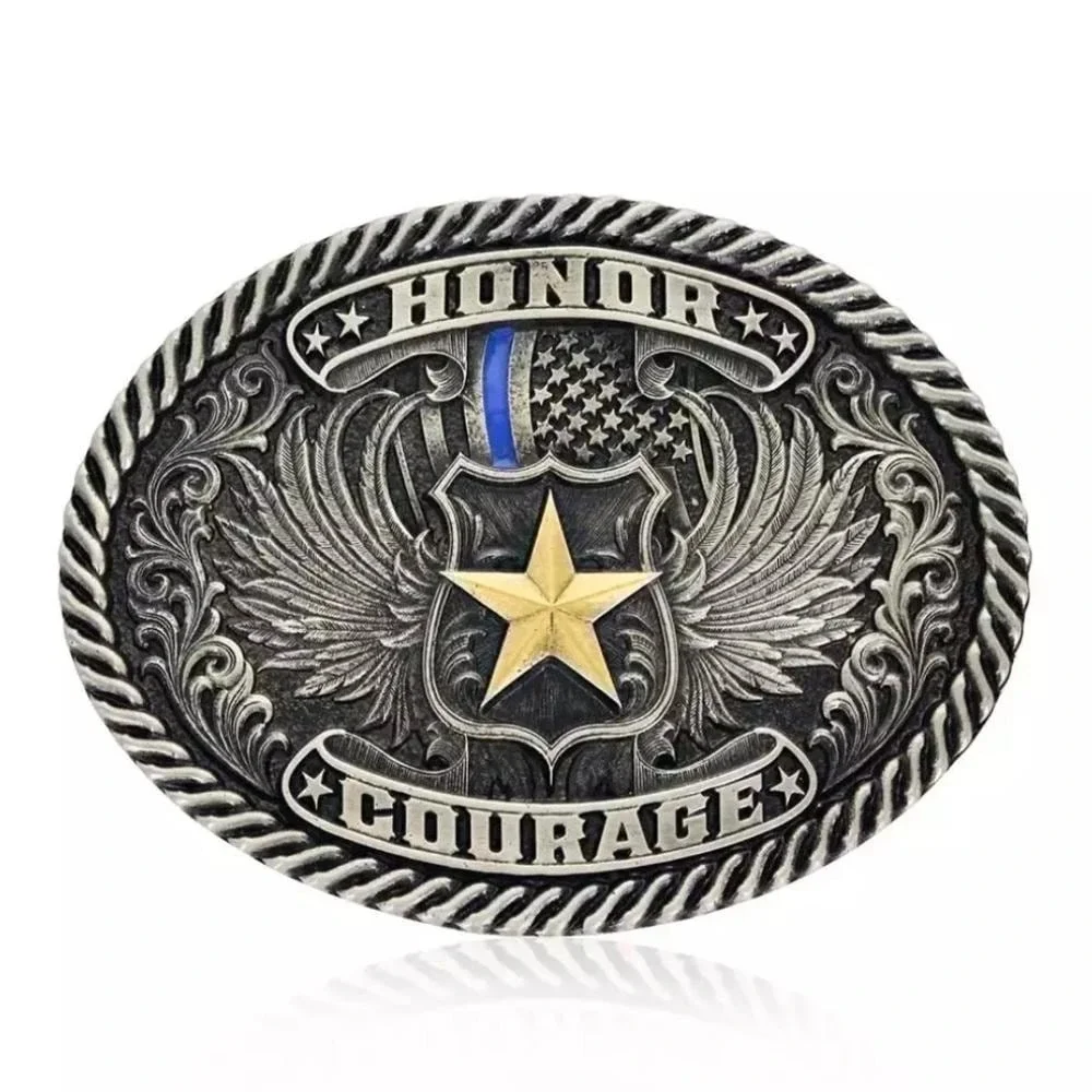 Montana Silversmiths Honor & Courage Thin Blue Line Belt Buckle Retail $50‎ NEW!
